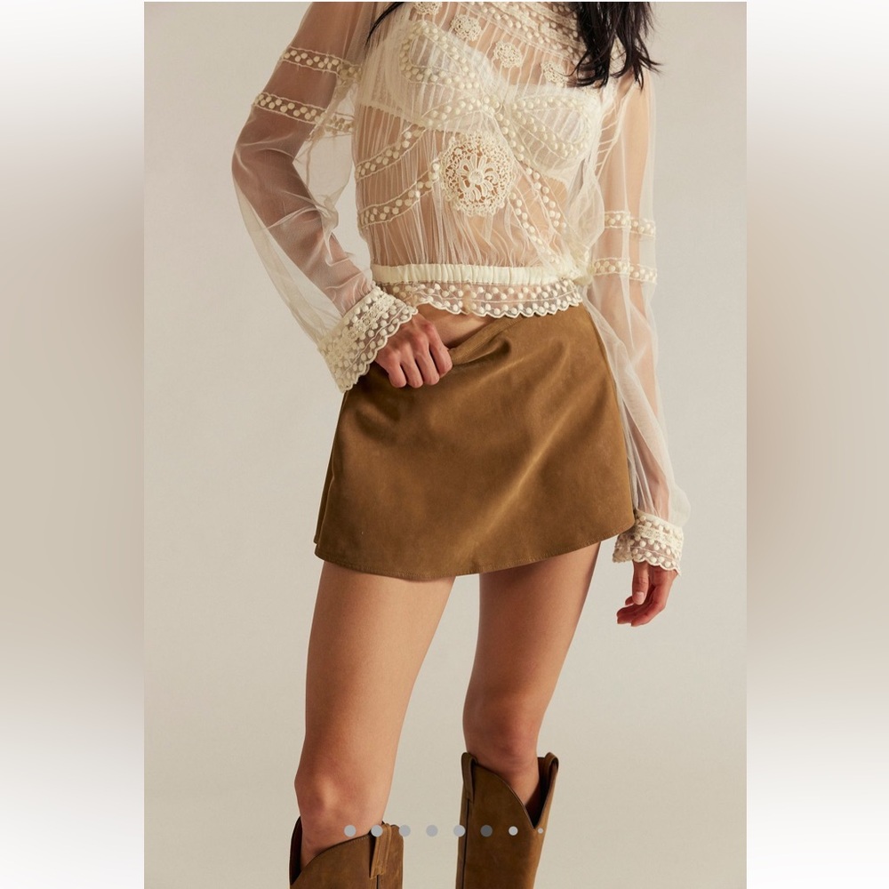 Free People We The Free Paradise Found Suede Skort Sz-S